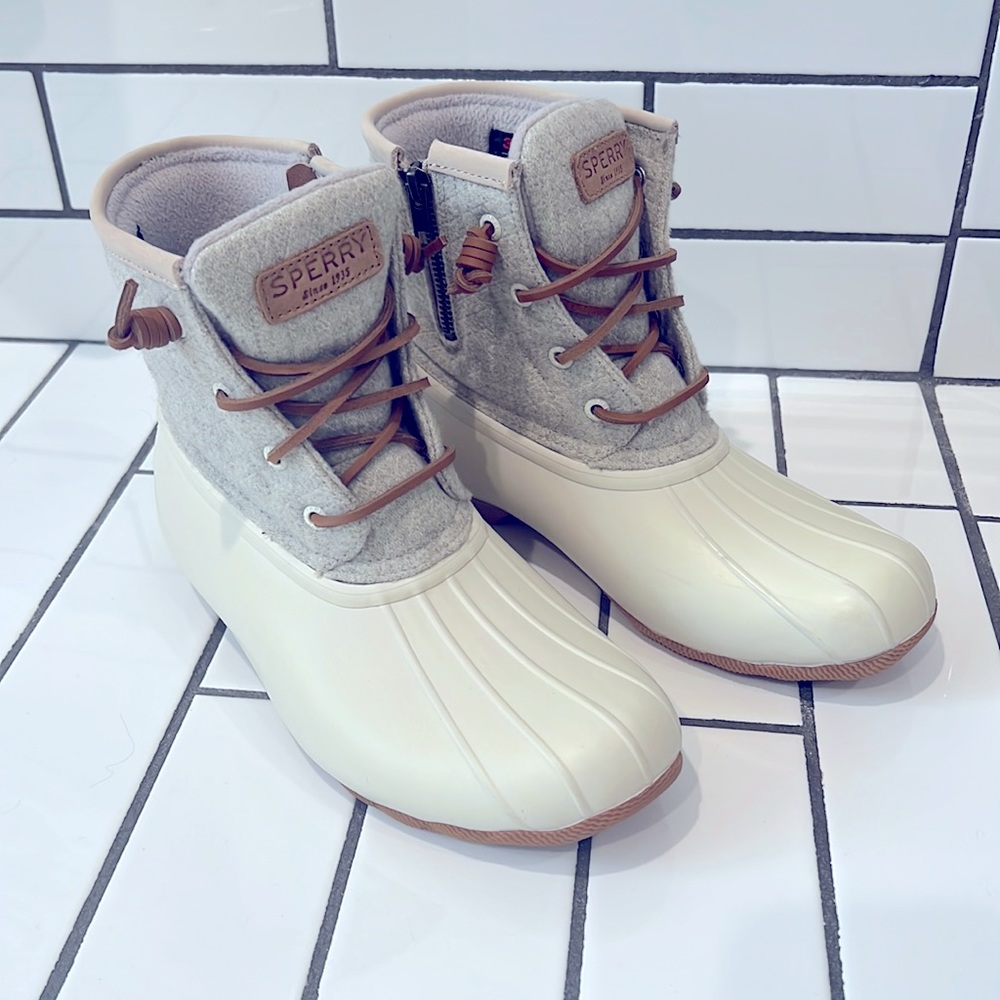 White Sperry Boots